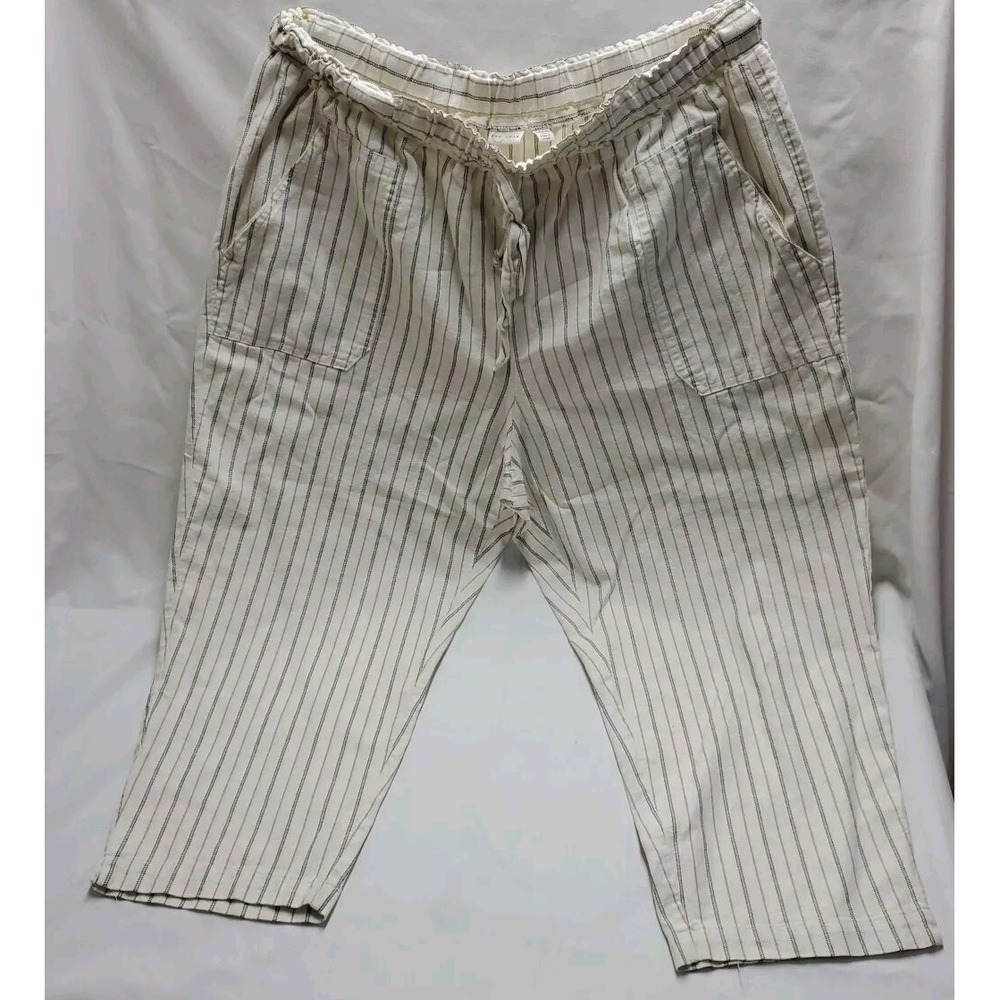 C Est 1946 women plus sz linen cotton capri pants Sz 18/20 Elastic Waist Pockets